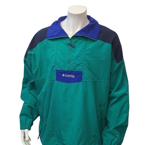 Columbia Green Blue Pullover Zip Rain Wind Jacket - Picture 5 of 9